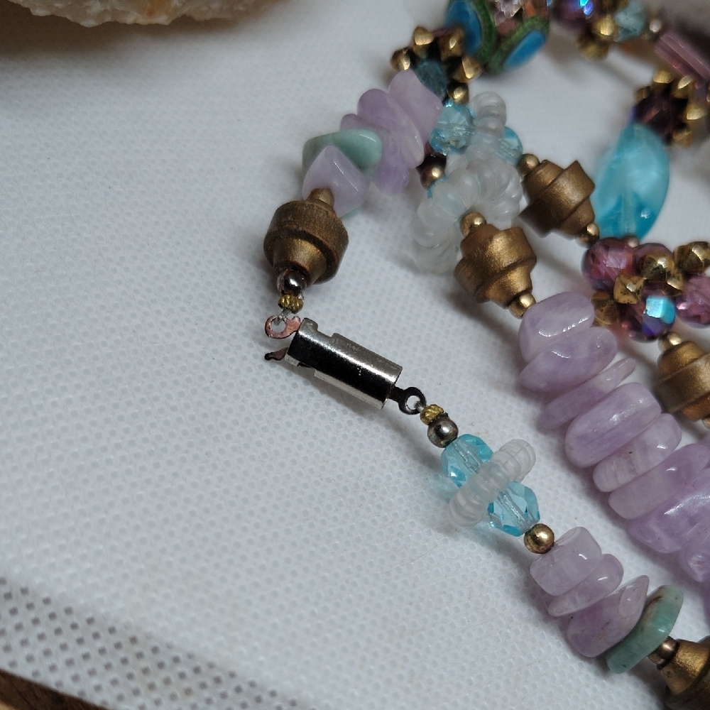 Artisan Semi Precious Gemstone And Glass Beaded Necklace - Picture 4 of 5